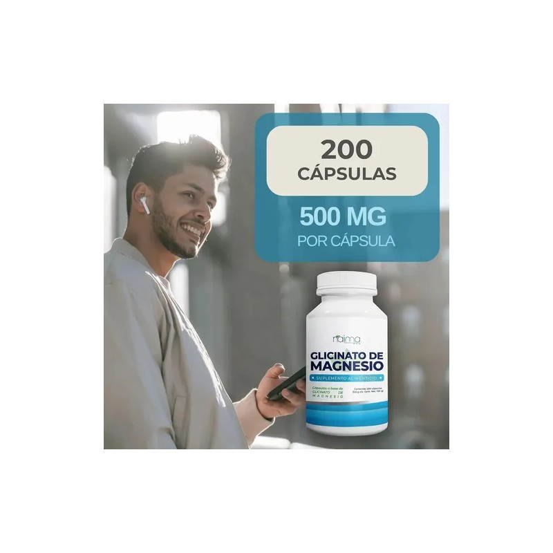 Glicinato Magnesio 500mg 200 Cápsulas Por Frasco Sabor