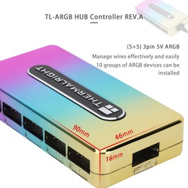 Thermalright Integrated ARGB Fan Hub, 10-Port 3 Pin PC Fan Controller, 5V Fan ARGB Hub, Support up to 10 Fans, SATA Power Cord Direct Input
