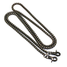 LONG TAO 55" DIY Iron Box Chain Strap Handbag Chains Accessories Purse Straps Shoulder Cross Body Replacement Straps, with 2 Metal Buckles (Gun-Black)