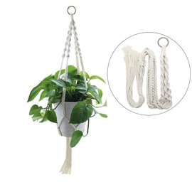 WIWAPLEX Macrame Plant Hanger, 2 Pack Plant Hanger, Cotton Rope Plant Hangers Indoor Outdoor, 4 Legs Plant Hanger Brackets, Flower Pot Hanging Plant Holder for Home Decorations 40 Inches(White)