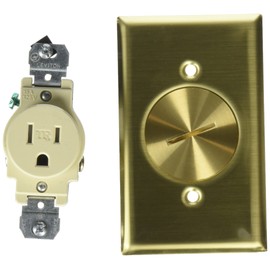 Leviton 5249-TFB 1-Gang Single Receptacle Floor Box Assembly, Tamper-Resistant, Brass Finish, 15-Amp, 125-Volt