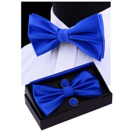 GUSLESON Juego de gemelos cuadrados de doble pliegue preatados para hombre, color sólido, con caja de regalo, Azul / Patchwork, general