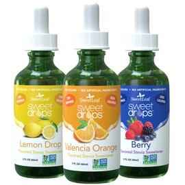 SweetLeaf Sweet Drops Stevia Liquid Sweetener, Variety 3-Pack – Lemon Drop, Valencia Orange, and Berry, 2 Oz Ea