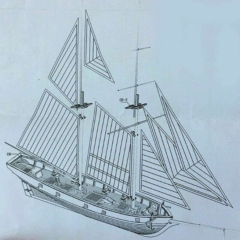EsportsMJJ Wooden Sailing Boat Model, DIY Kit Halcon Ship Assembly
