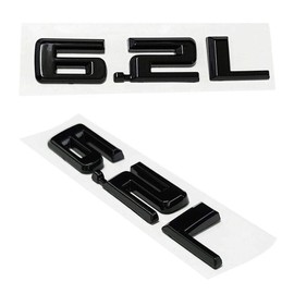 2pcs 6.2L Emblems 3D Hood Badge Logo Compatible Replacement for Silverado 1500 2500HD (Glossy Black), 345Z171DU-1
