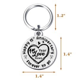Fetiger 15th Wedding Anniversary Keyring for Husband, 15th Anniversary Husband Gifts, Happy 15 Year Wedding Him Boyfriend Gifts