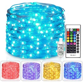Fairy Lights USB Plug in 33ft 100LEDs with Remote, Warm White 16 Color Changing Lights Twinkle Firefly String Lights for Bedroom Party Wedding Christmas Tapestry, Multicolor Colors