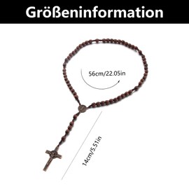 YUGUOLAN Rosary Necklace, Jesus Cross, Catholic Prayer Necklace, Rosary Necklace for Christians, Religious Communion, Mass, Bible (Dark Brown)
