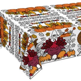 OHOME Thanksgiving Coloring Tablecloth - Thanksgiving Decorations Table Decor - Friendsgiving Banner for Door Wall | Crafts Games for Kids,54" x 88"