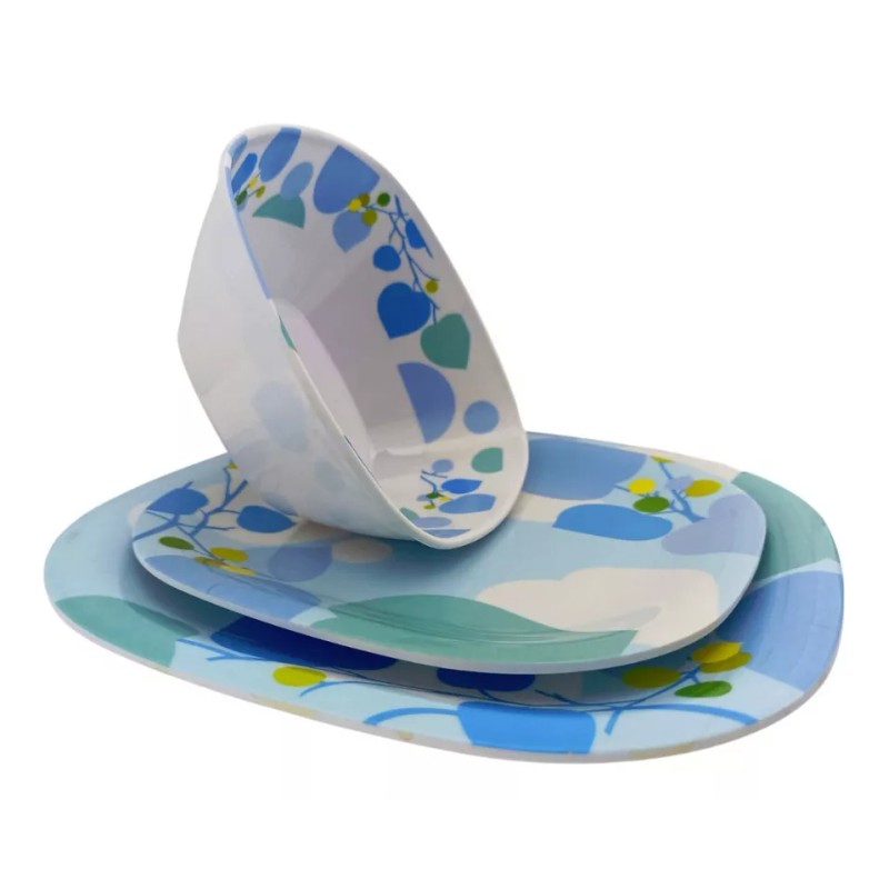 Anforama- Tab and Kit Vajilla Tipo Plastico De Melamina Cuadrada