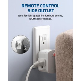 DEWENWILS Remote Control Outlet, Upgraded Version Wireless Remote Light Switch for Christmas Light, Household Appliances, 15A/1875W, 100 FT Long Range, Compact Side Plug, ETL Listed, White…