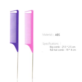 1Pc Pink Hair Tail Combs Pin Parting Comb, Carbon Fibre Metal-Pin Rat Tail Comb Hair Styling Tool For Hair Salon Braiding, Styling Tools and Appliances