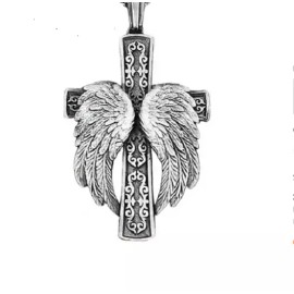 Fashion Jewelry LARGE 2" ANGEL WING CROSS ARCHANGEL Pendant  24" 925 Sterling Silver Necklace