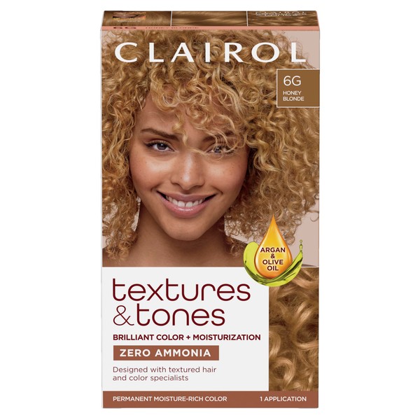 Clairol Textures & Tones Permanent Hair Dye, 6G Honey Blonde Hair Color, Pack of 1