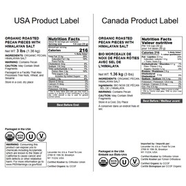 Food to Live Organic Dry Roasted Pecan Pieces with Himalayan Salt, 3 Pounds – Oven Toasted, No Oil Added, Lightly salted, Rich in Flavor and Crunch Nuts, Perfect for Cooking, Baking and Snacking, No-GMO, Vegan, Kosher, Bulk