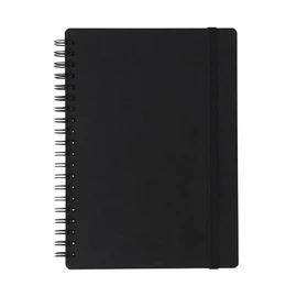 MUJI High-Quality Paper Double Ring Notebook with Rubber Closure Black B6 80 Sheets 0.2 inches (6 mm) Horizontal Ruled NAA37A8A