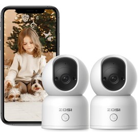 ZOSI 2K/3MP WLAN Indoor Surveillance Camera, Baby Monitor with Camera, 2.4/5 GHz, 2-Way Audio, AI Person Detection & Tracking, One-Touch Call, Pack of 2 C518