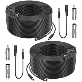 Flashmen 2PK 115Ft Security Camera Cable BNC Cable All-in-One HD Video Power Cable CCTV Cable for DVR Surveillance Camera Monitor TV with BNC to RCA Connector BNC to BNC Connector