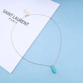 Cimenexe Bohemian Waterdrop Turquoise Choker Necklace Teardrop Turquoise Bead Necklace Turquoise Pendant Necklace Blue Natural Stone Necklace Chain Jewelry for Women and Girls