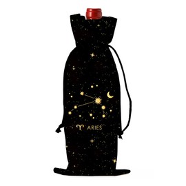 Aries Wine Bag Women Gifts for Birthday Wine Bag Astronomy Constellations Witchy Gifts for Women Birthday Party Decoration Black Gold Starry Sky Constellations Wine Bag for Her Him