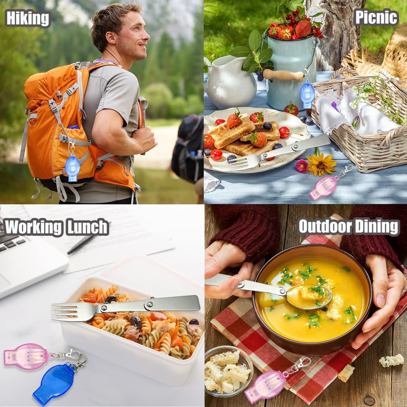 2PCS Folding Fork And Spoon Set With Case Portable Folding