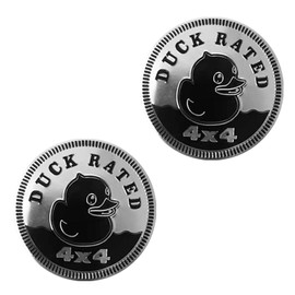 2Pcs Duck Badge Rated Car Emblem, 4 x 4 Metal Automotive Badge 3D Metal Duck Car Badges Round Emblem Decals Car Badge Decals Stickers Compatible for Jeep Wrangler Vehicles Trucks SUV Emblems