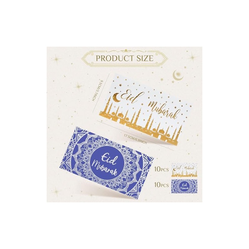 Eid Mubarak Money Wallets Envelopes - Eidi Gift Gold Foiled
