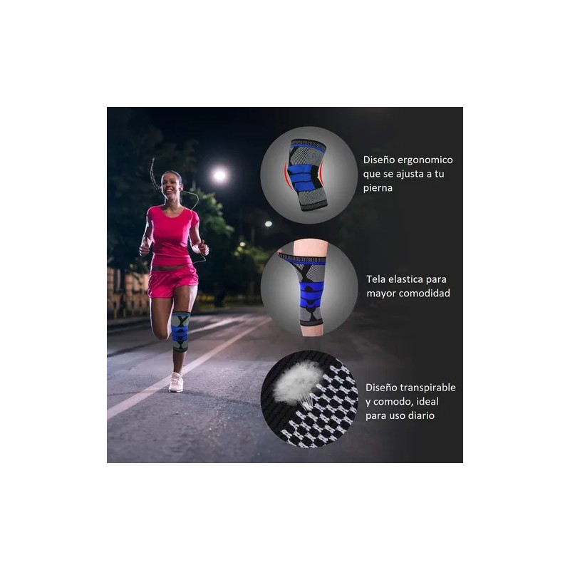 4pc Rodillera Elstica Compresin Para Gym Deportes Correr Negroazul Xl