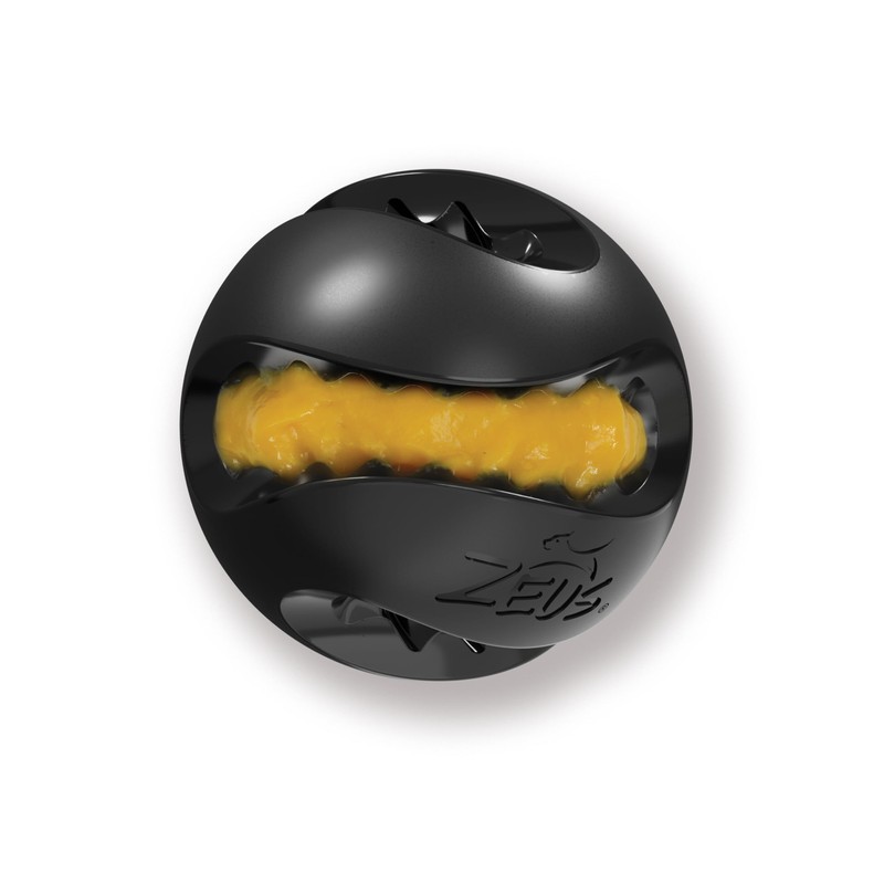 Zeus Chewchasers Ball Shaped Dog Toy, Treat Dispensing Toy, Black,