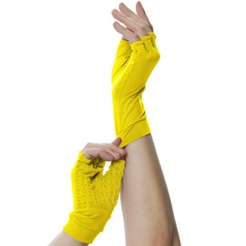 PIQIDIG Men's Women's UPF 50+ Fingerless Gloves Mittens Sun Protection Unisex Driving Gloves With Silicone Gel Yellow L