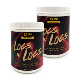 Taha Locs & Locs Gel - 5X Super Extra Hold, Natural & Non-Damaging for Locs, Braids, Twists - Salon Size (Original(Shea Butter), 70 Oz, Pack of 2)