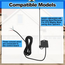 Kingdder Narrow Band Reciever-Antenna Compatible with Mighty Mule AQ201-NB/AQ202-NB Swing Gate Opener Includes Antenna and 10 ft Cable for Remote Antenna Mounting Extension Kit