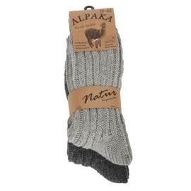 Cleostyle Collection Alpaca Men's Women's Extra Warm Winter Socks Natural 17 - 35-38