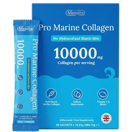 Pro Hydrolyzed Marine Collagen Powder 286g – Pure Marine Collagen Powder with Vitamin C & Hyaluronic Acid – 100% Pure- for Skin, Joints,Hair,Bones & Muscles Support (28 Sachets)