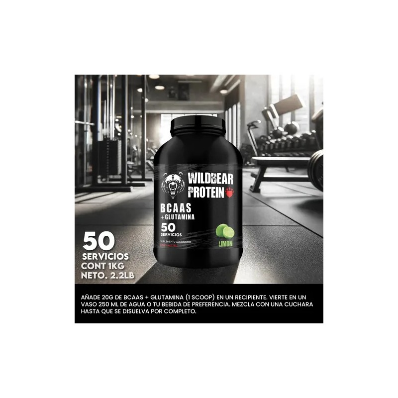 Aminoácidos Bcaas + Glutamina Wild Beard 1kg Varios Sabores