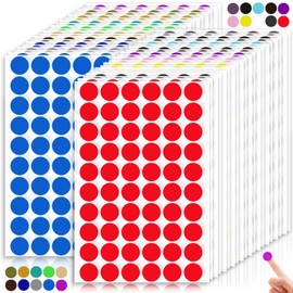 SevenFish 2400pcs 20mm Colored Dot Stickers Round Color Coding Labels, 20 Assorted Color Small Circle Sticker Coding Label Sticker for Office School Classroom Student