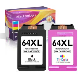 Compatible with HP 64XL Ink Cartridges Combo Pack for HP 64 XL Works with HP Envy Printers (1 Black, 1 Tri-Color)