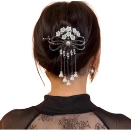 Hair Claws Clips Flower Style Pearl Rhinestone Twist Banana Hairpins Hair Accessories for Women (Style 1, One size)