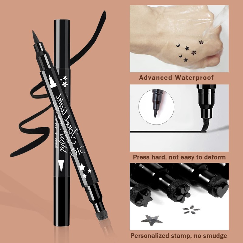 Dsaren Eyeliner Waterproof Black Liquid Eyeliner Stamp Tattoo Smudge-Resistant Durable