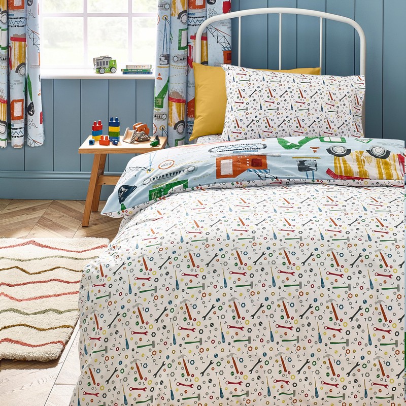 Catherine Lansfield Kids Digger Dreams Reversible Junior Duvet Cover Set