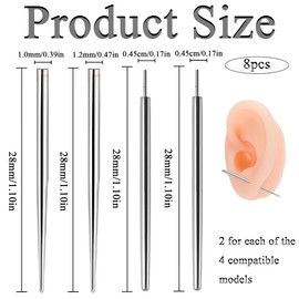 8PCS Piercing Taper, Piercing Insertion Tool, Nose Piercing Kit, Labret Insertion Tool, M1.0/M1.2/0.45mm Threader Tools for Ear, Nose, Lip, Eyebrow, Belly, Nipple Jewelry