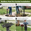 KOMOHOM 43" Mailbox Post with Mounting Bracket, Black In-Ground Mounting