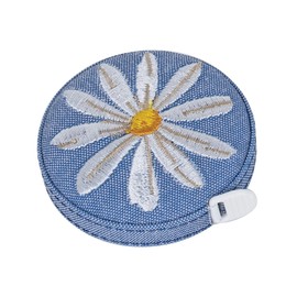 Hobby Gift Tape Measure - Retractable Fabric Covered Sewing Tape Measure - 150cm/60 inch - Denim Daisies