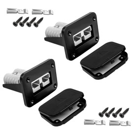 PAGUO 50A Plug Mounting Panel for Anderson SB50 Series Connectors with Dust Cover, 2Pcs Flush Mount Recessed Plate Socket Panel 12-24V DC, 50Amp Battery Quick Connect/Disconnect Mounting Panel