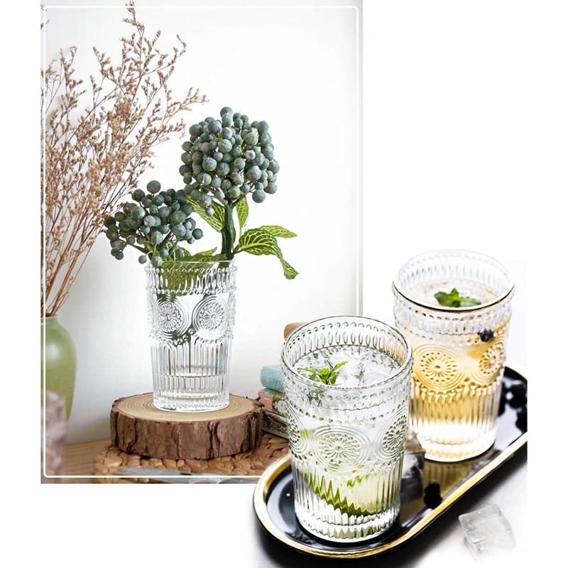 Kingrol 6 Pack 12 oz Romantic Water Glasses, Premium Drinking