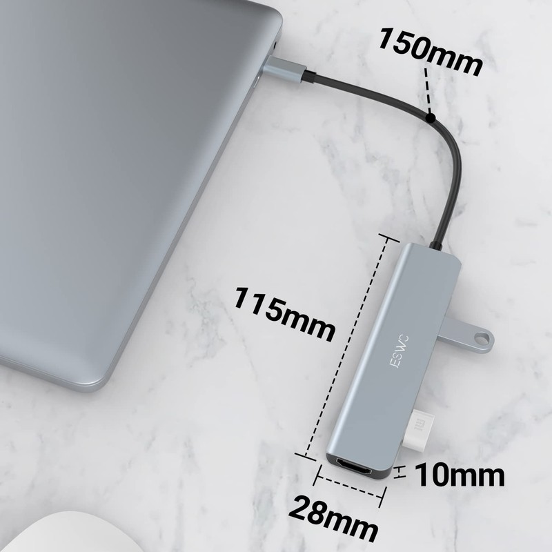 USB C Hub, JESWO 6 in 1 USB C Adapter