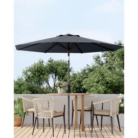 10FT Outdoor Patio Umbrella, Table Market Umbrella With Push Button Tilt and Crank, 8 Sturdy Ribs UV Protection Waterproof for Garden, Deck, Backyard, Pool, Grey