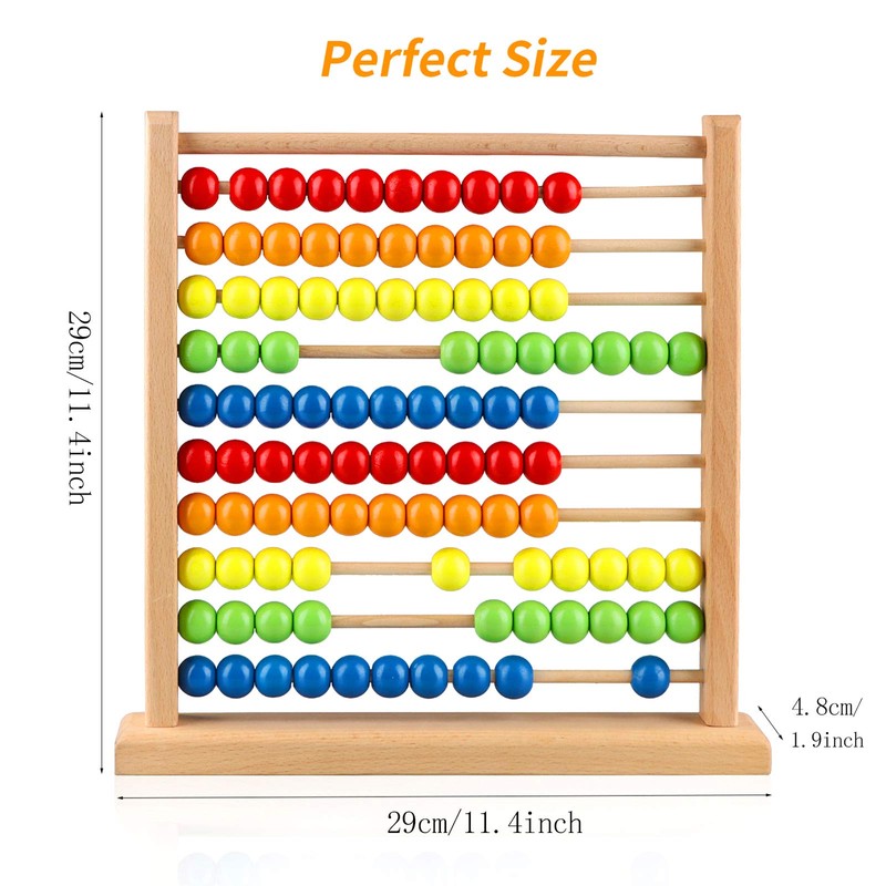 Wondertoys Wooden Abacus Maths Games with 100 Beads for Kids