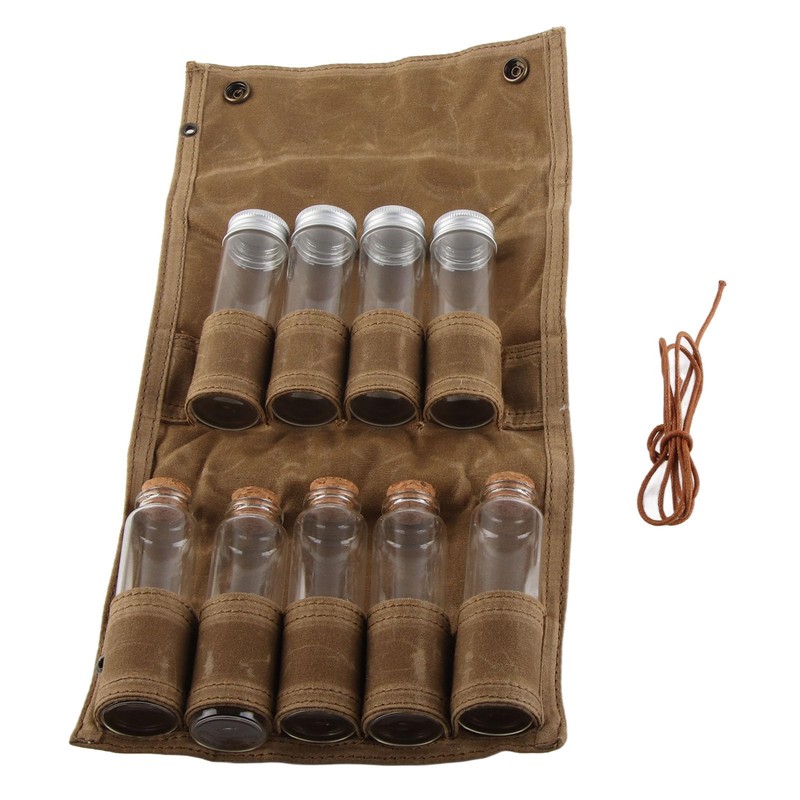 Leapiture Portable Spice Bag Canvas Travel Spice Kit Camping Spice