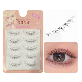 ZX07 False Eyelashes, Natural, 5 Pairs Popular Transparent Axis Soft Core Ultra Lightweight Soft Handmade Actress Eyelashes Cosplay Makeup False Eyelashes (ZX07 Lower Eyelashes)